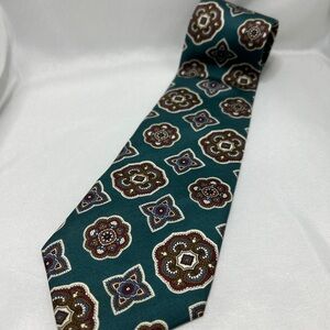 John Clarendon Silk Printed Teal Medallion
